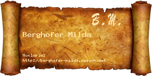 Berghofer Milda névjegykártya